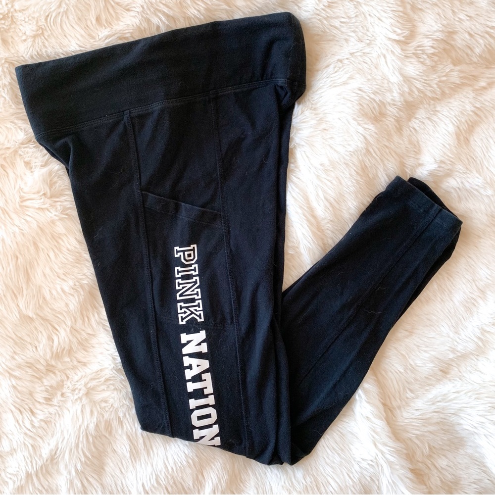 PINK Victoria’s Secret black yoga workout leggings with pockets, Small